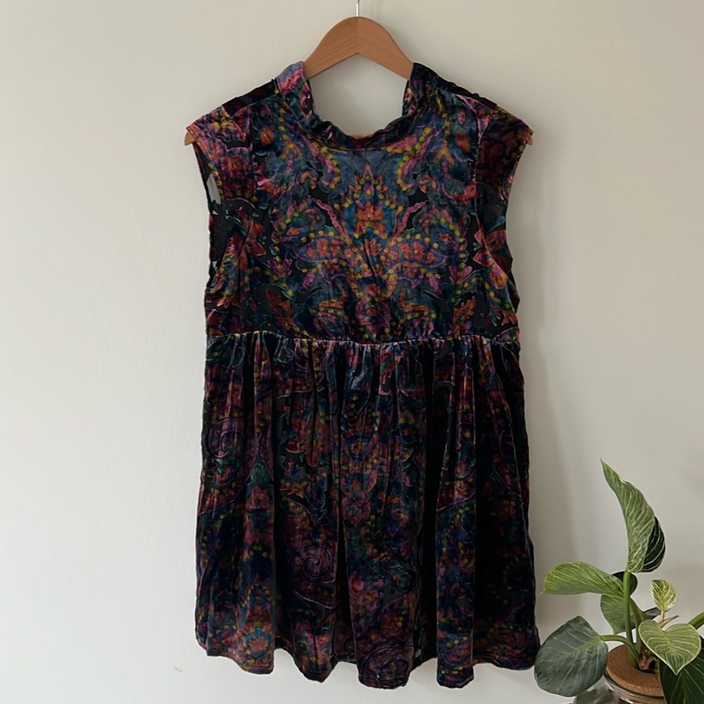 EUC Free People All the time Velvet mini dress, size XS